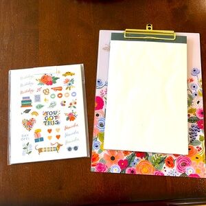 Rifle Paper Clipboard and Pad with 130 stickers, NWT